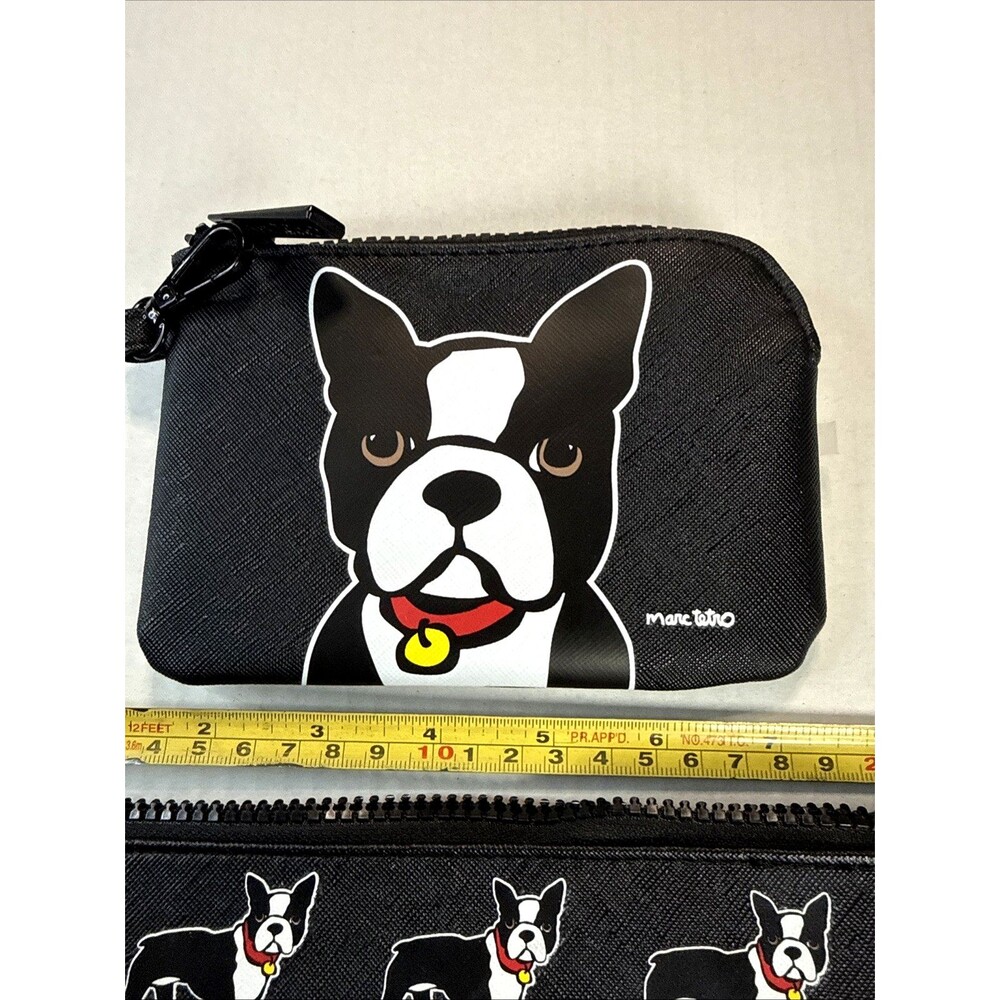 Marc Tetro Boston Terrier Cosmetic Bag Set 2 Black Zip Makeup Travel Pouches Dog - Picture 2 of 6